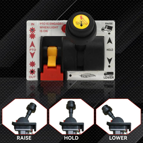Beefy Dump Truck Proportional Hydraulic Control Valve With PTO Switch And Warning Light Aluminum Body, showing controls.