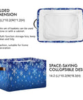 Dang Cool Canvas Storage Basket With Sparkly Winter Snowflake Pattern Heavy Duty Foldable Bin with leather handles, waterproof inner.