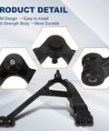 Two Piece Front Lower Control Arm Suspension Kit Fits Chevy Silverado Tahoe Avalanche GMC Yukon Sierra Cadillac Escalade For 1999 Through 2006 Trucks And SUVs Provides A Smooth Ride Precise Alignment And Easy Bolt On Install, front view showing steel arms with rust-resistant coating and installation details.
