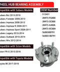 Rear Wheel Bearing And Hub Assembly Compatible With Subaru Forester Impreza Legacy Outback WRX BRZ Scion FRS Toyota 86 5 Lugs With ABS OEM Replacement Built To Last And Easy Install Direct Fit shown with compatibility chart