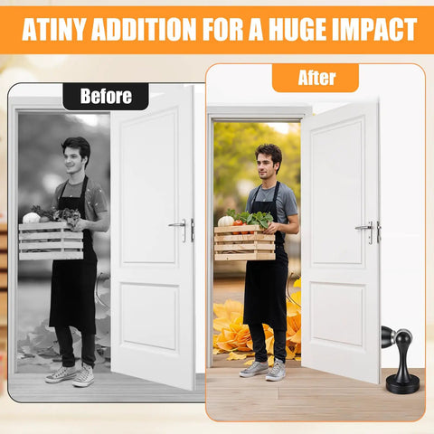 Six Pack Magnetic Door Stops Heavy Duty Stainless Steel Black Finish Wall Or Floor Mount Keeps Doors Open Prevents Slams Protects Walls Hands Free When Carrying Items