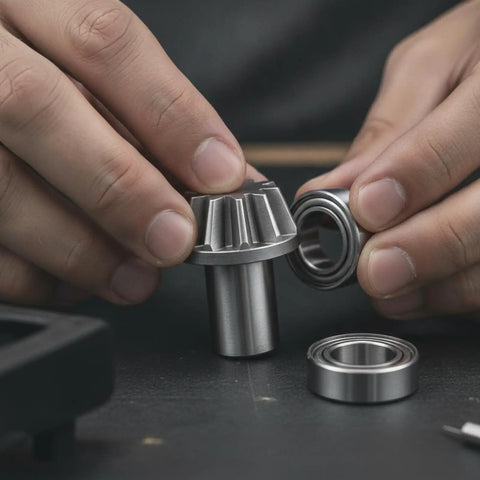 Bevel Gear Set For RC Cars Built Tough With Powder Metallurgy Metal Construction Replacement Bearings For Trail Course And Rock Crawl Rigs To Beef Up Your Drivetrain. 1/16 and 1/14 RC front gear with bearings