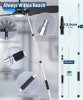 12Ft Telescopic Extension Pole With 3 To 8 Ft Adjustable Reach For Painting And Cleaning, showcasing features and dimensions.