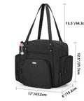 Black Nurse Tote Bag With Padded Bottom And 15.6 Inch Laptop Sleeve Zip Top Large Main Compartment And Multiple Pockets