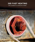 Professional Grade Mini Magnetic Induction Heater 1100 Watt 8 Coil Handheld Heating Rod on a rusty bolt for fast heating