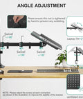 Adjustable Laptop Desk Mount Arm For 17 Inch Laptops And 32 Inch Monitors, Holds Up To 22 Lbs, Ventilated Tray, Angle Adjustment Guide