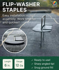 Flip Washer Garden Stakes And Landscape Staples, 6 Inch Metal Yard Spikes for Landscaping, installed in fabric.