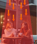 Premium Weatherproof Aluminum Round Reflector Shield For Patio Heaters 32 Inch Diameter in use, enhancing warmth outdoors