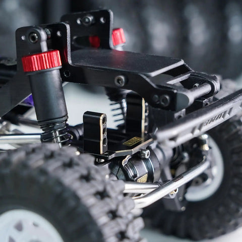 Close-up of installed Beefy High Torque Metal Gear Digital Micro Coreless Servo With Horn Mount For 1/18 RC Crawler Redcat Ascent-18