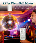 Remote Disco Ball Motor For 6 To 20 Inch Mirrors, 1 To 30 RPM, 3 Speeds, Two Way Spin, 0.5 1 2 Hour Timer, 12 Lbs Capacity, Battery Powered Wind Spinner For Baby Crib Mobiles And Room Decor, hanging disco ball with remote