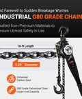 Manual Lever Chain Hoist One And A Half Ton 3300 Pounds Ten Foot Lift G80 Galvanized Carbon Steel Come Along, showing chain details