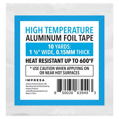 Packaging of Heavy Duty High Temperature Aluminum Foil Tape 30 Ft By 1.5 In 0.15 mm Thick Silver Heat Resistant Ductwork Sealant