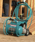 No Nonsense 3.0 HP Big Bore Air Compressor crafted with a solid cast iron pump, portable design for workshop use.