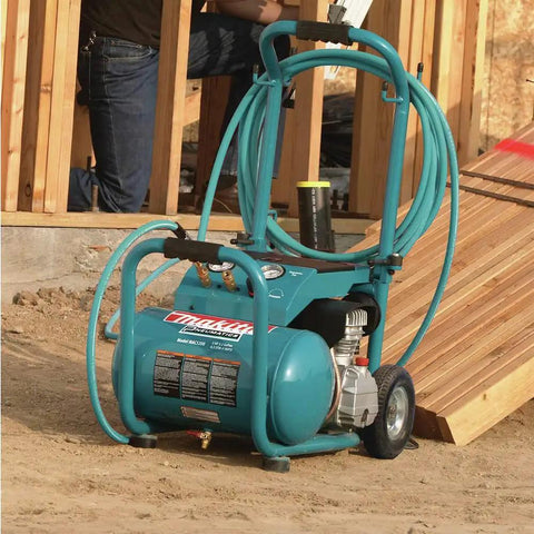 No Nonsense 3.0 HP Big Bore Air Compressor crafted with a solid cast iron pump, portable design for workshop use.