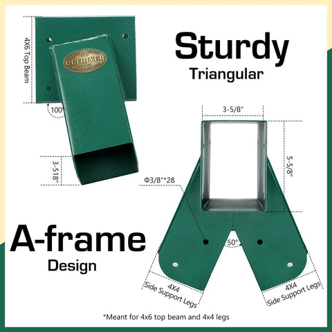 Two Pack A Frame Swing Set Brackets For Outdoor Diy Projects Heavy Duty Swingset Hardware 4x4 Kit With Full Hardware For Backyard Playground Rust Resistant Powder Coated Green Finish