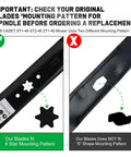 Diagram of 46 Inch Mower Blades For Cub Cadet Enduro XT1 XT2 Zero Turn Lawn Tractor Mulching Replacement With Six Star Mounting Pattern.