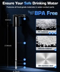 High Output 5 Gallon Jug Water Dispenser With USB C Electric Pump, BPA free, 304 stainless steel, silicone, and PC materials.