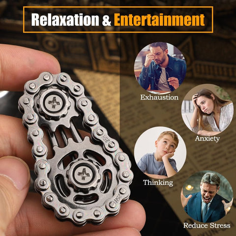 Dope Fidget Chain Toy For Kids And Adults, Metal Transformable Sprockets And Bike Gears in hand, sensory stress relief toy