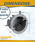 4 Inch Old Work Round Electrical Box One Gang Grey PVC Junction Box With Built In Mounting Tabs Three Mounting Wings Two Hour Fire Rated Walls dimensions