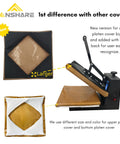Heat Press Cover Set 15x15 16x20 16x24 For Top and Bottom Platens showing nonstick shields with black upper and gold lower cover.