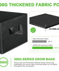 3 Pack 10 Gallon Heavy Duty Grow Bags With Thick 300G Nonwoven Fabric showing a corner view with handles and fabric thickness