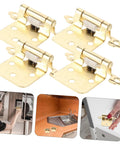 Mobestech 5-piece semi-hidden spring-loaded cabinet hinges for RV/camper, gold-tone metal with mounting plates.