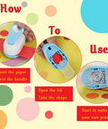 Instructional guide for using the 1 Inch Circle Hole Punch Lever Tool For Crafting And Scrapbooking, showing spring action feature.