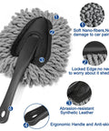 Car Interior Duster Kit With Detail Brush And Cleaning Gel For Fast Dust Removal from Vents Dashboards and Speakers, grey microfiber