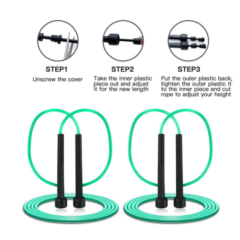 Adjustment steps for 10 Pack PVC Jump Ropes For Cardio Fitness Versatile Adjustable Skipping Rope Set For Women Men Kids Speed Jump Rope
