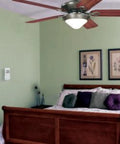 Bedroom with ceiling fan, featuring Ceiling Fan And Light Remote Control With Wireless Range Up To Fifty Feet Three Fan Speeds And Light Dimmer Replacement Remote For Most Household And Industrial Ceiling Fans No More Getting Up mounted on the wall.