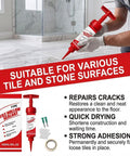 DIY Floor Repair Kit 150ml Quick Dry Tile Adhesive For Loose Hollow Floor And Wall Tiles demonstration use.