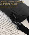 Top Shelf 12 Piece Plastic Swivel Snap Hooks For 1 Inch Webbing Straps With Slick 360 Degree Spin Rock Solid Clasp Hardware on bag.