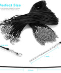 100 Pcs Premium Leather Necklace Cord With Clasps For Pendants Black 18 Inch Waxed Rope String For DIY Jewelry Making Kit