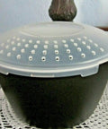 2 Qt Microwave Micro Cooker With Locking Lid And Dual Drain Holes, Right Or Left Hand Friendly, Dishwasher Safe on table