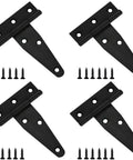 Heavy Duty Iron T Type Hinges 4 Pack 3 Inch, 1.2mm thick steel with screws, for wood crates and gate projects