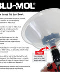 RemGrit Carbide Grit Recessed Light Installation Kit with dust bowl attached to a drill, showing usage instructions.