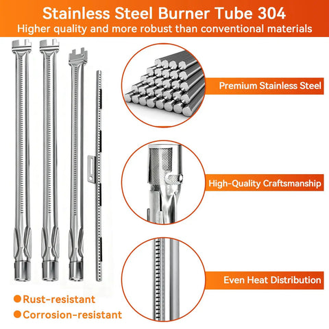 Flavorizer Bars And Grill Burner Replacement Kit For Weber Spirit II 300 Series Grills showing stainless steel burner tubes