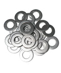 Top view of 3/4-inch stainless steel flat washers (304/18-8), 18 pcs