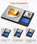 Dual Platform Kitchen Scale Pro Grade 33 Lb Large Scale And 1.1 Lb Mini Scale for baking with tare function in use