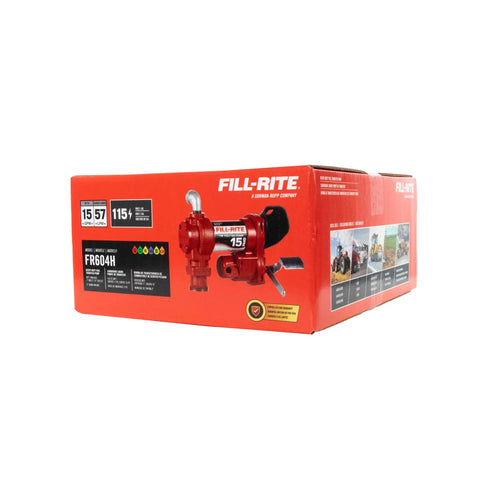 Heavy Duty 15 Gallons Per Minute Fuel Transfer Pump 115 Volt Cast Iron Body For Gasoline Diesel Kerosene And Biodiesel on packaging.