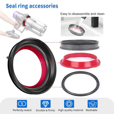 Dust Bin Sealing Ring For V10 SV12 Vacuum Cleaner Dirt Cup Replacement Part Not For V11 Or V12 Slim Models shown with accessories