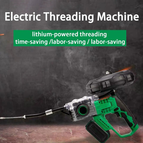NYANS Portable Cordless Electric Wire Puller with Automatic Stringing And Infinitely Variable Speed Control Featuring Adjustable 90 Degree Spring Rod For Pipe Decoration Or Communication Cable Wiring With Built In LED Lighting And Fast Forty Meters Per, showing a lithium-powered electric threading machine.