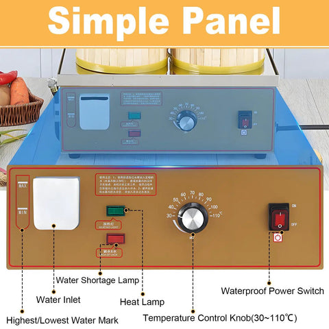 Control panel of Boss-Grade Commercial Steamer For Cooking And Breakfast Shops Steam Bun Machine with temperature knob