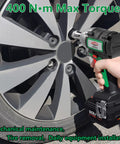 Using Beast Half Inch Cordless Impact Wrench Kit With 4000mAh 20V Max Battery 400Nm Torque on car wheel for lug nut removal
