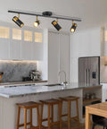 4 Lights Matte Black Track Lighting Fixture For Ceiling, Modern Flush Mount Spotlight Kit, kitchen island setting