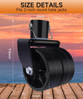 XIANGZI dual 6-inch trailer jack wheel replacement with pin, fits 2-inch round tube jacks, black metal.