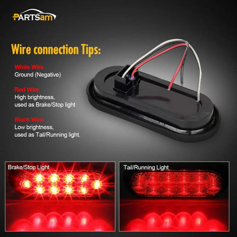 Beefy 12V LED Truck Trailer Light Kit Waterproof 2X 6 Inch Red Oval Tail Stop Turn Brake Lights wiring instructions