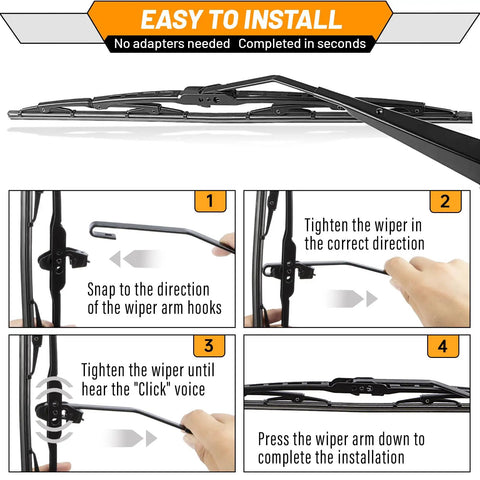 Easy installation instructions for 22 Inch Windshield Wiper Blades Replacement Pair For Dodge Ram 1500 2500 3500 4500 2009-2018