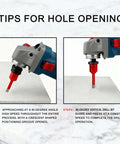 Two-piece diamond hole saw set, 1/4in (6mm) for porcelain/ceramic tile drilling; red tips with blue drill body