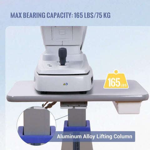 Motorized Optometrist Ophthalmic Table With Electric Lift, Drawer, aluminum alloy post, close-up view